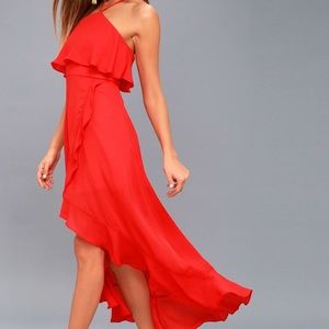 Lulus Magic in Milan Red High Low Midi Dress XL